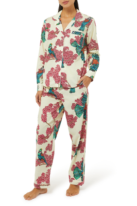 Printed Cotton-Voile Pajama Set